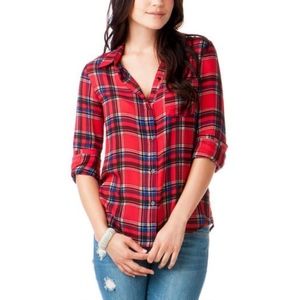 Francesca’s Miami Yosemite Red Plaid Button Shirt
